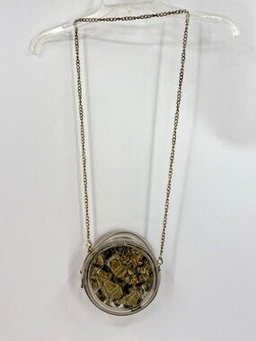 Capri Designs Clear Jelly Quilted PVC Canteen Crossbody Bag Gold Chain Concert